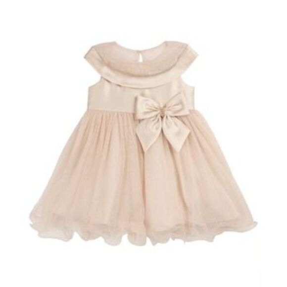 Rare Editions Mikado Collar Detail Mesh Dress